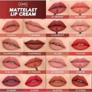 OMG Lip Cream Matte Last Original All Varian - Lipstick Gloss Mempercantik Bibir Lipcream Kosmetik Lipstik