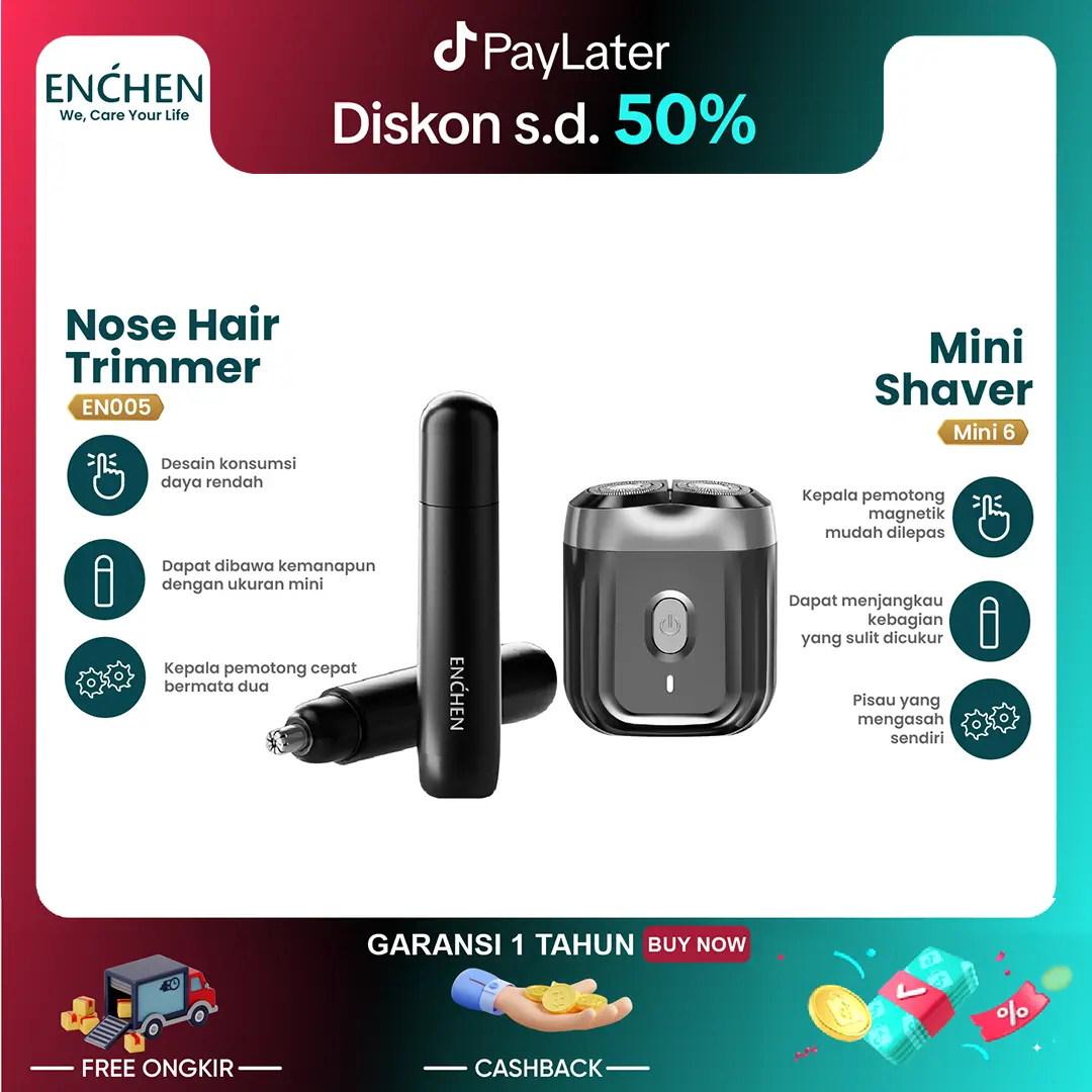[Penawaran Kombo] ENCHEN Mini 6 & EN005 Mini Shaver Alat Cukur Jenggot Nose Ear Trimmer Elektrik Kumis