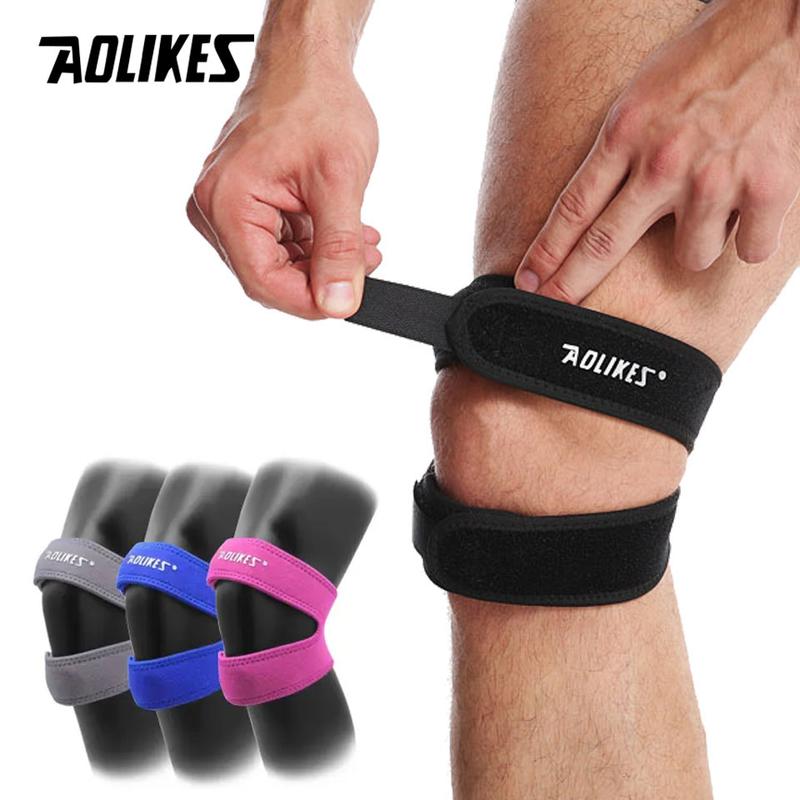 AOLIKES-Dây Đeo Đầu Gối Xương Bánh Chè Có Thể Điều Chỉnh Với Miếng Đệm Nén Đôi, Hỗ Trợ Đầu Gối Để Chạy Bộ, Bóng Rổ, Bóng Đá, Đạp Xe, 1 Miếng