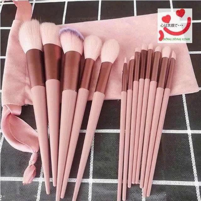 Set cọ trang điểm Fix+ 13 cây túi nhung