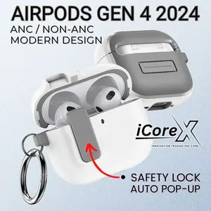 Casing Shockproof Airpods Gen4 2024 | 4th Generation | Gen 4 | ANC / NON-ANC Safety Lock Case Airpod Textured / Matte Color Modern Design
