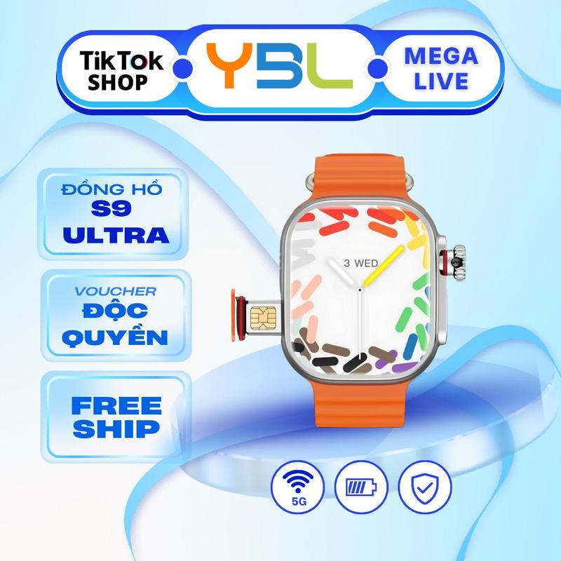 Dương Đồng Hồ Thông Minh YBL S9 Ultra 5G - Kết Nối Wifi Tải Ứng Dụng Lướt Web Chơi Game Gắn Sim Nghe Gọi Nhắn Tin 2 Chiều Độ Phân Giải Camera 8MP Pin Tích Hợp Hỗ Trợ Android & Ios