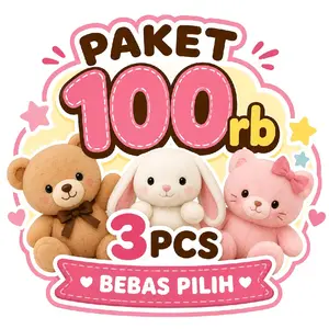 paket boneka 100rb 3pcs bebas pilih karakter cocok untuk hadiah kado mainan anak