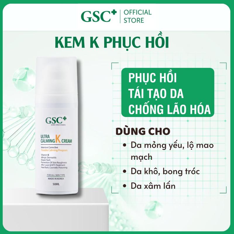 Kem phục hồi da GSC ultra calming K cream 50ml – vitamin K giúp dưỡng da khỏe giảm đỏ rát dịu da