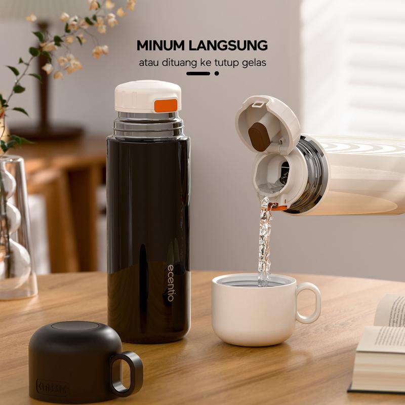 Product Introduction of ecentio termos air panas 500ml stainless steel 304+316 tahan 8 jam botol air dengan tutup kecil portable Vacuum 0