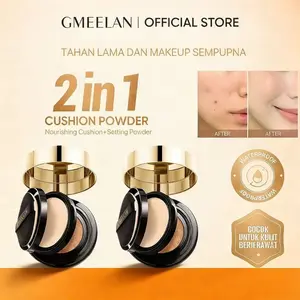 Bedak Cushion 2in1 GMEELAN, Tahan Lama, Anti Air, Menutupi Noda & Jerawat