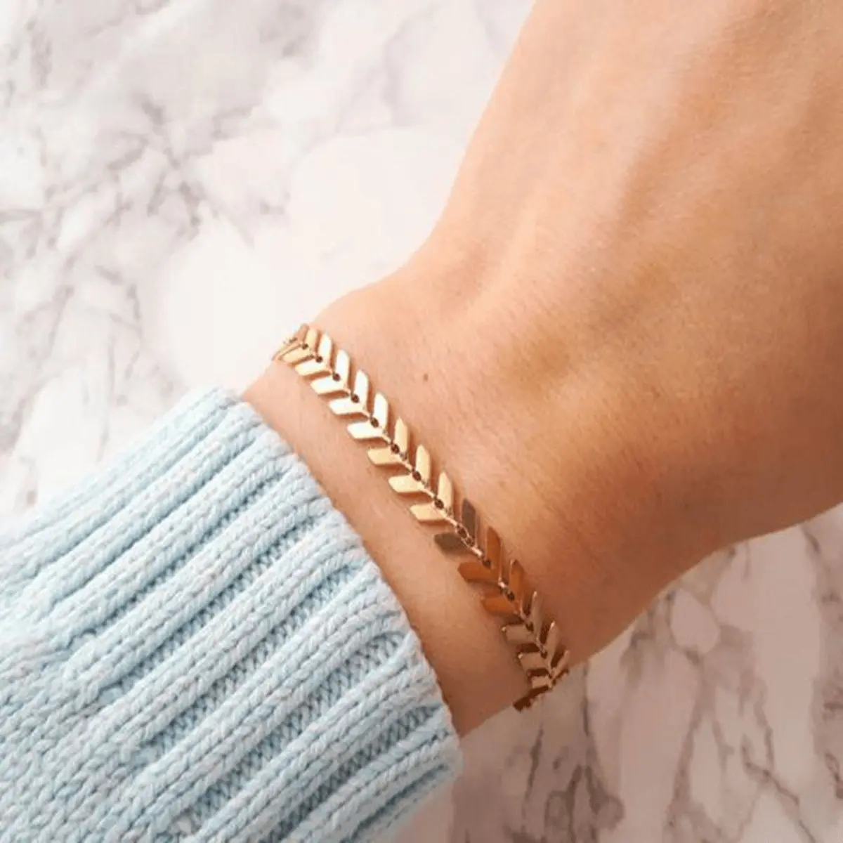 Gelang Rantai Daun Gold Wanita Elegan | Gelang Fashion Korea Aesthetic Simple Stylish Kekinian