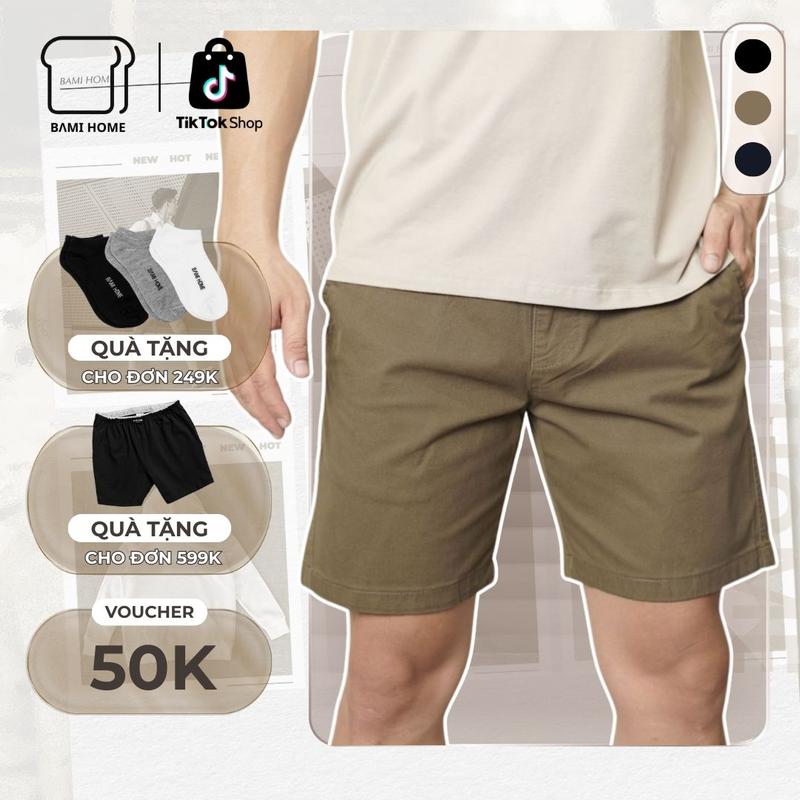 Quần short kaki nam cao cấp, thiết kế lưng thun co giãn, bảng màu basic, form regular thoải mái, dễ phối đồ QK07 BAMIHOMME store
