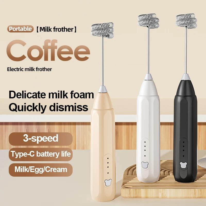 Bộ đánh sữa di động có thể sạc lại, dụng cụ khuấy điện 3 tốc độ cho cà phê và…