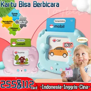 [Tingkatkan]255/112 Card Mainan Edukasi Kartu Flash Card Bersuara Bahasa Indonesia Inggris Kartu Flash Edukasi Alat Bantu Pengenalan Kosa Kata Bersuara Alat Bantu Pengenalan