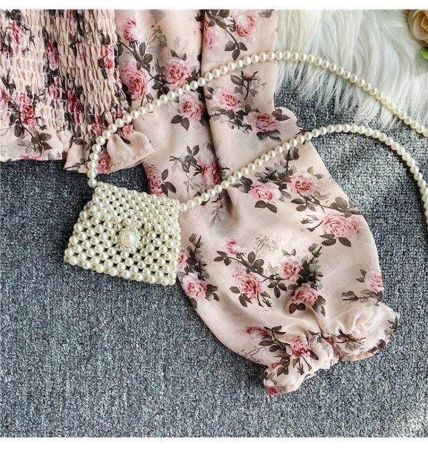 Product Introduction of Retro Floral Crop Top for Women Long Sleeve High-waisted Short Blouse Off-shoulder Shirt 20