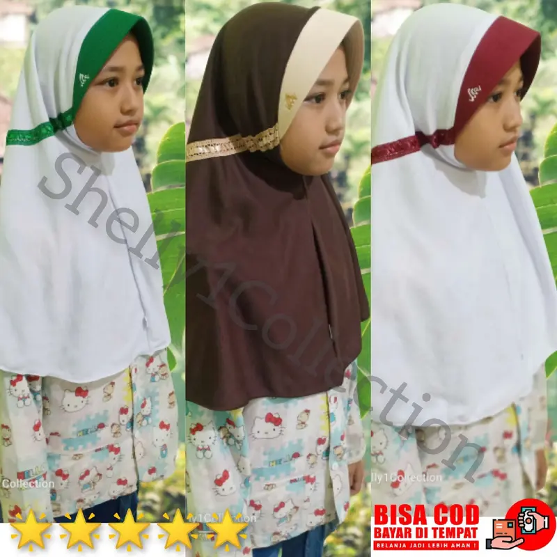 KERUDUNG ANAK SEKOLAH INSTAN SD PEREMPUAN BAHAN Nyaman KAOS 100% VARIASI PET WARNA 0