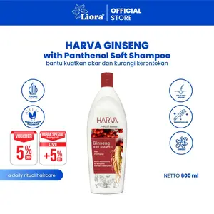 HARVA Shampoo Ginseng Soft & Smooth 600ML | Haircare 2in1 Shampoo Conditioner Anti Rontok Menutrisi Rambut Menguatkan Akar Rambut Halus Lembut Sehat