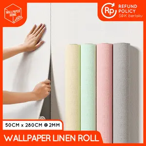 Wallpaper Linen 3D Foam Kulit Jeruk Timbul 50cm x 280cm dengan Perekat Anti Air dan Noda - XPE Foam 3D Timbul Realistik - Dinding