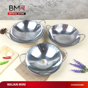 Wajan Penggorengan Kuali Mini Wok Pan Katel Bar Stainless Steel Wajan Restoran Murah