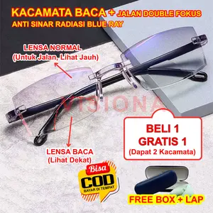 [BELI 1 GRATIS 1] Kacamata Baca & Jalan Lensa Plus Bifokal Kryptok Double Fokus Anti Radiasi Blue Ray Untuk Pria Wanita Orang Tua - VISIONA KCB01