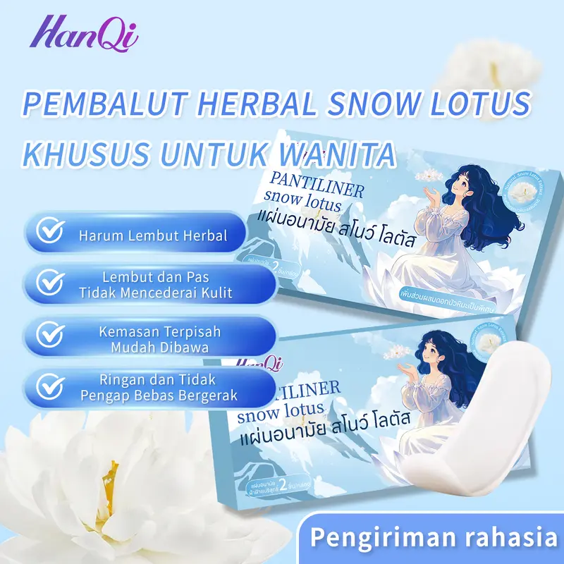 HANQI Patch Herbal Premium Ekstrak Bunga Salju | Perawatan Intensif Hangat Area Kewanitaan Pasca Haid (1 Box Isi 2 Lembar)