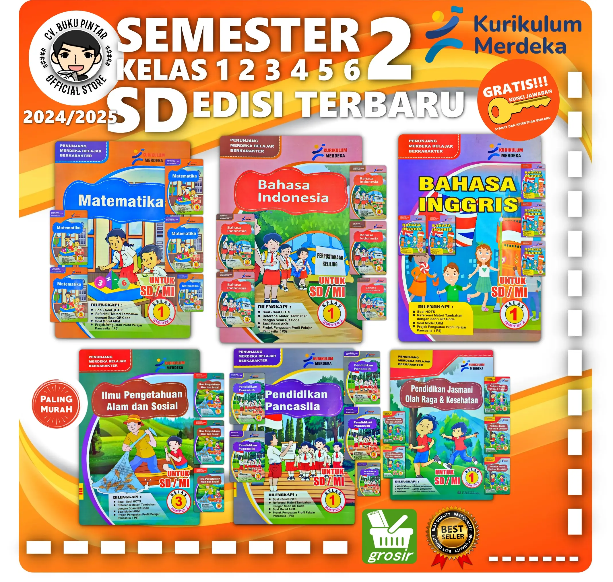 LKS SD KELAS 1 2 3 4 5 6 SEMESTER 2 KURIKULUM MERDEKA | PUTRA ANGKASA | MATEMATIKA, BAHASA INGGRIS, BAHASA INDONESIA, PAI AGAMA, PP PKN PPKN, IPAS IPA IPS, PENJAS PJOK, SENI MUSIK, SENI RUPA, SENI TEATER, SENI TARI, LKS SD KELAS 1-6 SEMESTER 2