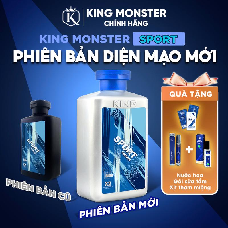 [KingMonster Sport]  sữa tắm gội dưỡng thể nam 3in1 dung tích 350ml - Nước hoa + Xịt Thơm + 1 Dây 10 gói