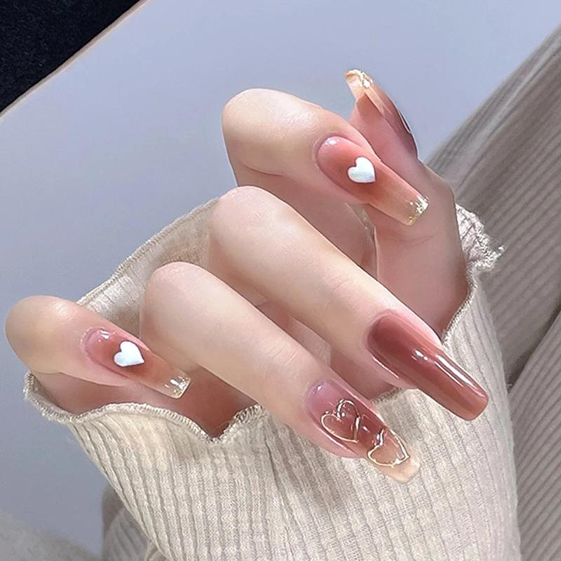 Móng Tay Giả, Màu Đỏ Rượu Vang Vang Cổ Điển Với Đồ Trang Trí Hoa Trà Ba Chiều Và Paillette Đầy Màu Sắc Móng Tay Giả Không Phai Màu Cho Bé Gái, Đồ Trang Trí Tay Đính Hôn 4