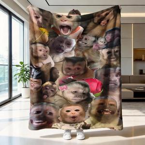 Manta de Fiesta de Mono Divertido, Tela de Franela de Alto Peso, Suave y Cálida, Antiarrugas, Fácil de Limpiar, Regalo Perfecto para Amantes del Divertimento
