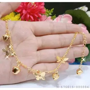 GELANG TANGAN KERINCING TITANIUM MOTIF KUPU KUPU ANTI KARAT DAN LUNTUR