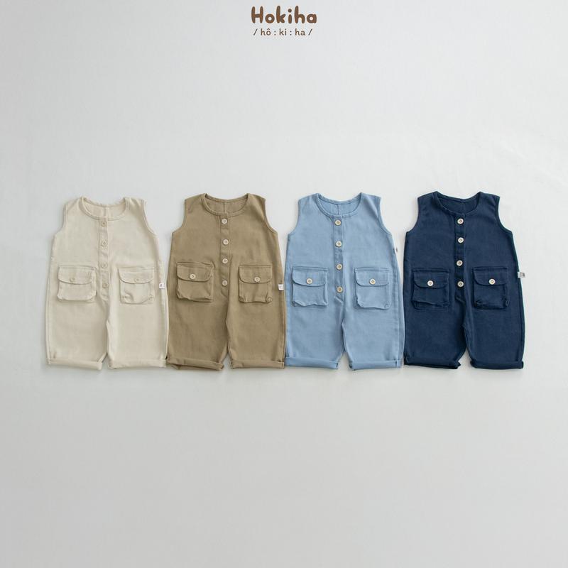 [Hokiha] Y184-Yếm quần dài phối túi hộp cho bé trai bé gái chất kaki mềm mại, dễ thương từ 8-13kg