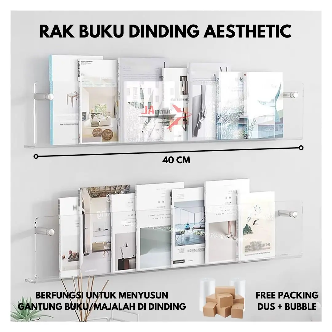 RAK BUKU DINDING TEMPEL AESTHETIC AKRILIK / RAK BUKU ANAK MINIMALIS SERBAGUNA