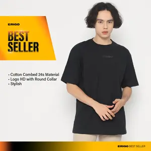 Erigo T-Shirt Basic Antelope Black - Kaos Basic Hitam Pria & Wanita