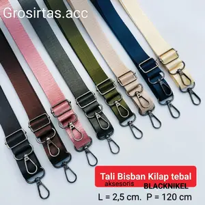 Tali Tas Selempang poliester bisban kilap aksesoris Blacknikel lebar 2,5 cm / Longstrap tas serbaguna pria wanita