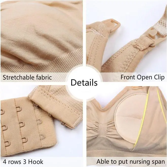 Penawaran produk baru Satu set pakaian dalam bra menyusui bahan katun bersalin yang nyaman tanpa kabel warna solid 937 & 20020 5