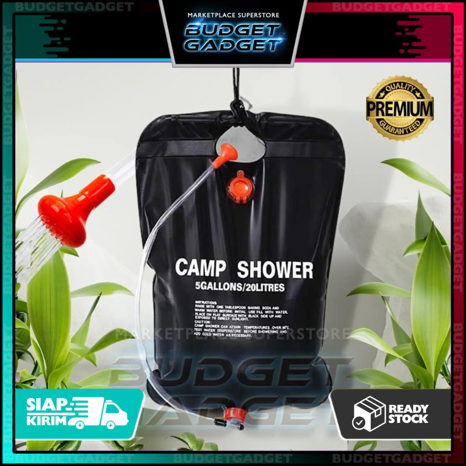Kantong Air Mandi Camp Shower Bag 20 Liter Portable Kantung Mandi Camping Darurat dengan Shower Bahan PVC Tidak Mudah Bocor Kapasitas 20 L untuk Hiking & Camping