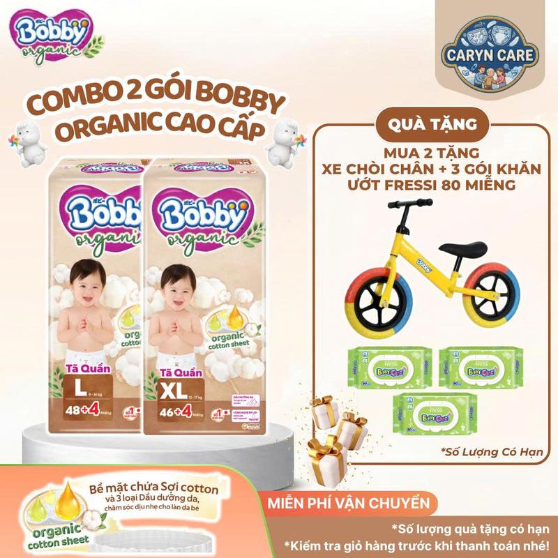 Combo 2 gói Tã quần cao cấp BOBBY ORGANIC M54/ L48/ XL46/ XXl42/ XXXl31 Miếng.…