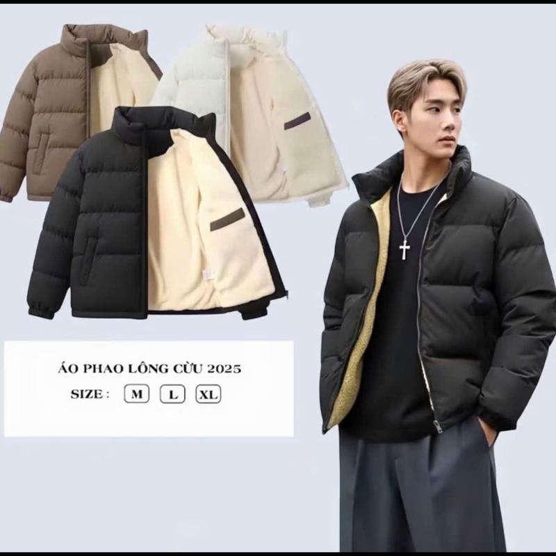  Áo Khoác Phao lót lông  Cao Cấp Dáng Lửng Tay Dài Cổ Cao Bông Nhồi DECCI CLOTHER 2024 Nam Menswear Thoải Mái Thời Trang Mùa Đông 