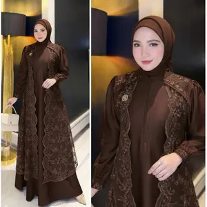 Devita Dress Brokat Gamis Kondangan Wanita Dewasa Jumbo Velvet Silky A-Line Formal Elegan