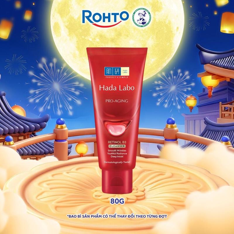 Sữa rửa mặt cải thiện dấu hiệu lão hóa dạng kem Hada Labo Pro-Aging Retinol B3 Cleanser 80g