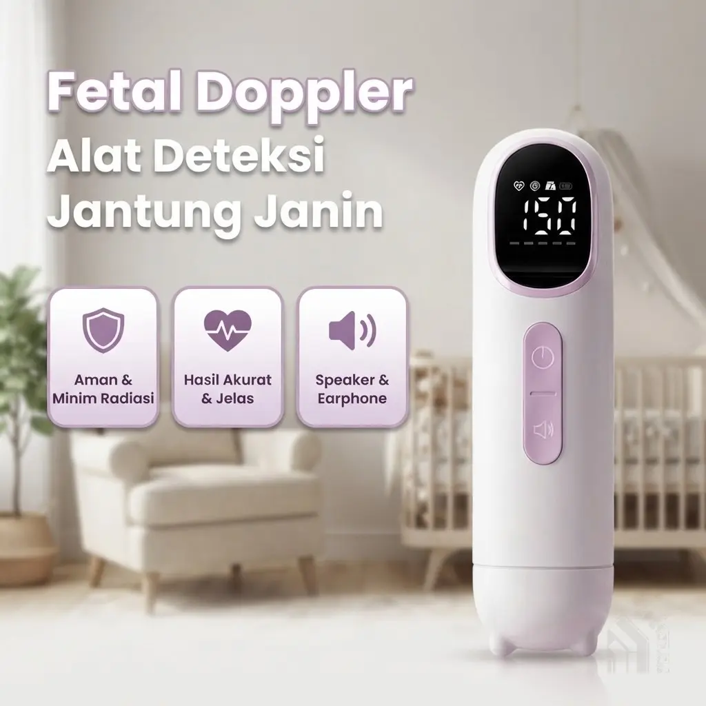 Alat Deteksi Jantung Janin Fetal Doppler Handheld Ultrasonik 2.5MHz Dual-Probe Low-Radiation Aman untuk Ibu Hamil, Monitor Detak Jantung Bayi Akurat dan Jernih di Rumah