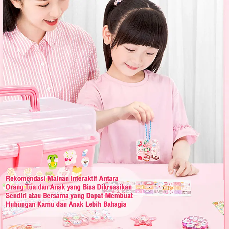 [New Packaging] Mainan DIY Gantungan Kunci Akrilik Set Guka Stiker Set  Lucu Anak DIY Gooka Set Sticker Hadiah DIY Gantungan Kunci Bahan Kotak Penyimpanan Tangan Bahan Akun DIY Keyring Gooka Card Sticker Set lem toys alat toys 7
