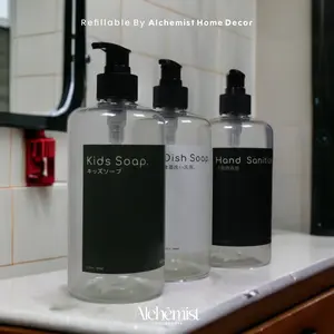 BOTOL SABUN CAIR REFILL PUMP 500ML BENING CLEAR / TEMPAT SABUN MANDI WADAH SABUN MANDI / BOTOL PLASTIK PUMP 500ML AESTHETIC MINIMALIS ELEGANT FREE STICKER