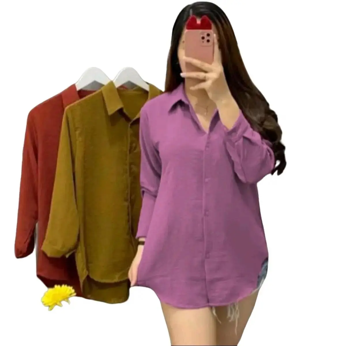 Kemeja Wanita Formal  Crinkle Airflow Premium Panjang Oval Kancing Atasan Casual  Nyaman  Basic Baju Cantik Oversize Simple
