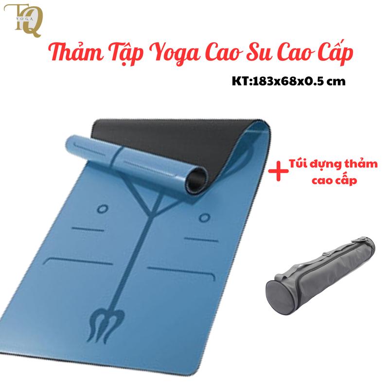 Thảm tập Yoga in định tuyến 5mm chất liệu da PU cao cấp chống trơn trượt - Tặng kèm túi vải Tập Yoga Sport Cao Su