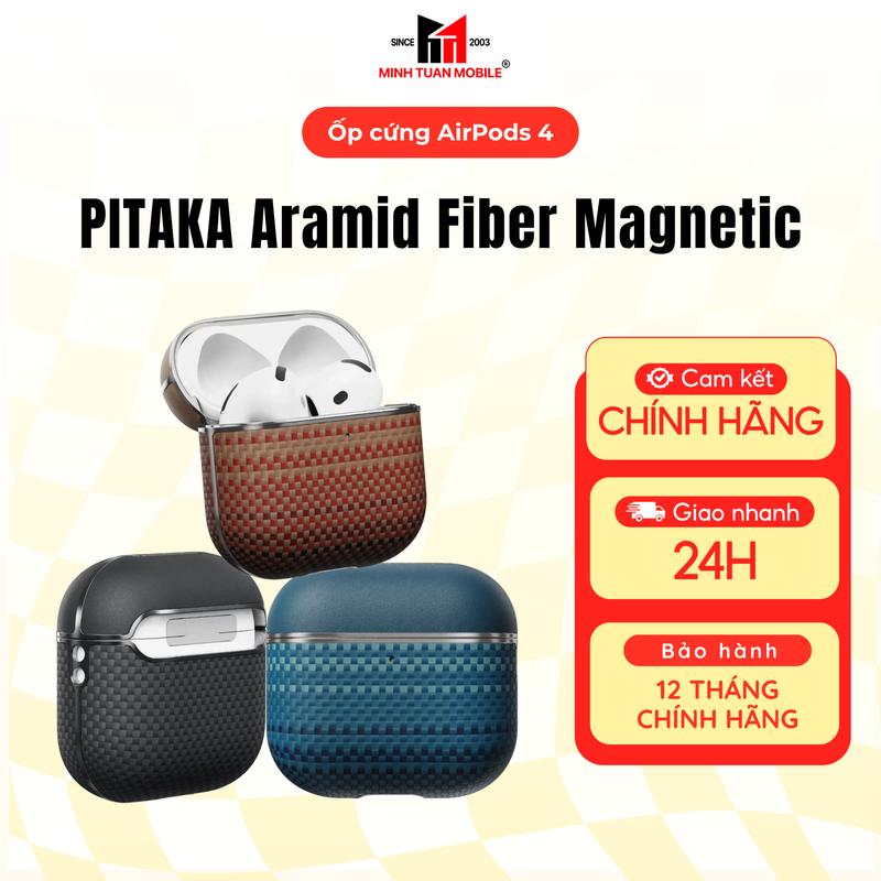 Ốp cứng AirPods 4 PITAKA Aramid Fiber Magnetic
