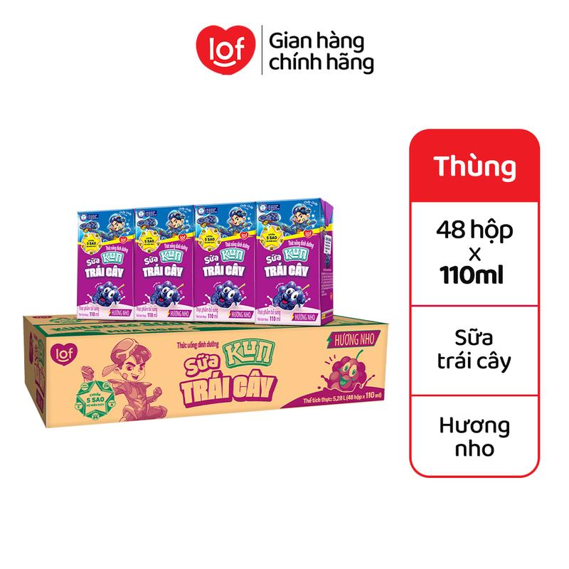 Kun Sữa trái cây hương nho thùng 48 hộp x110ml-LS