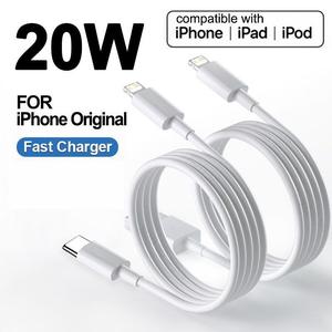 Kabel Pengecas PD 20W, Asal, Serasi dengan iPhone 14, 13, 12 Mini, 11 Pro Max, XS, XR, Apple iPhone 8, 7, 6 Plus, 5, 5S, Jenis C ke IP, iOS, Aksesori Pengecasan, Kabel Pengecasan Pantas 2m