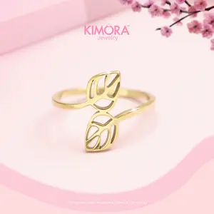 Kimora - Cincin Titanium Wanita Leaf Aluna Gold Plated 18k Cnt101