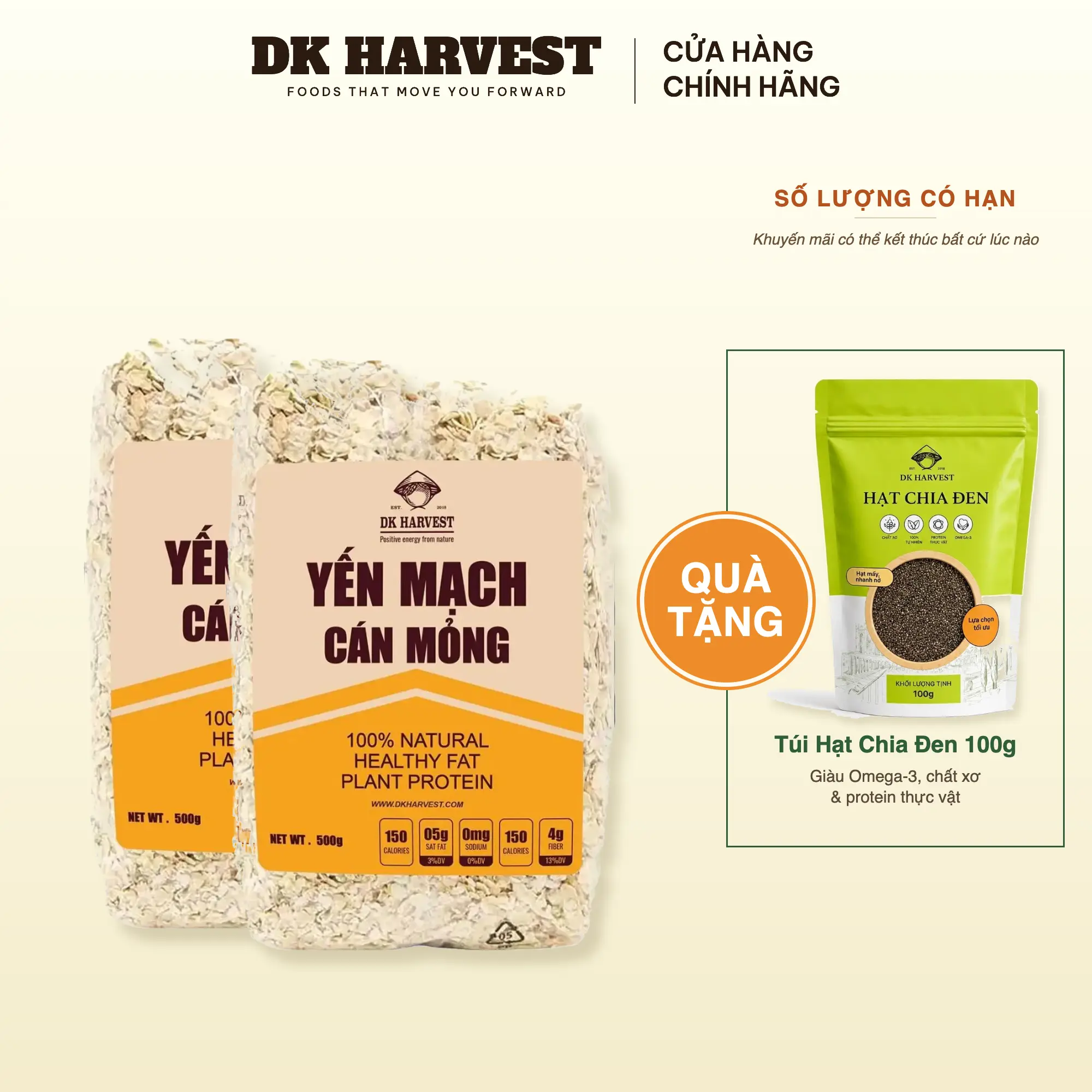 Yến Mạch Úc Cán Mỏng, Nguyên Cám DK Harvest Túi 500g - Rolled Oats Nhập Khẩu Chính Ngạch Có CO/CQ - Thương Hiệu 8 Năm - Ngũ Cốc Ăn Sáng Eatclean Giảm Cân Thực Dưỡng Ăn Chay
