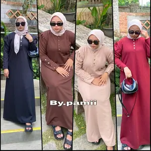 Fatimah drees knitt premium kancing model terbaru