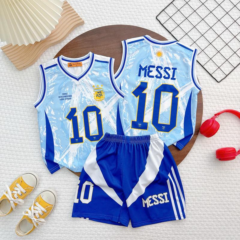 [G56] 12-45kg Đồ bộ bé trai chất thun thể thao họa tiết đơn giản chữ số cổ tim