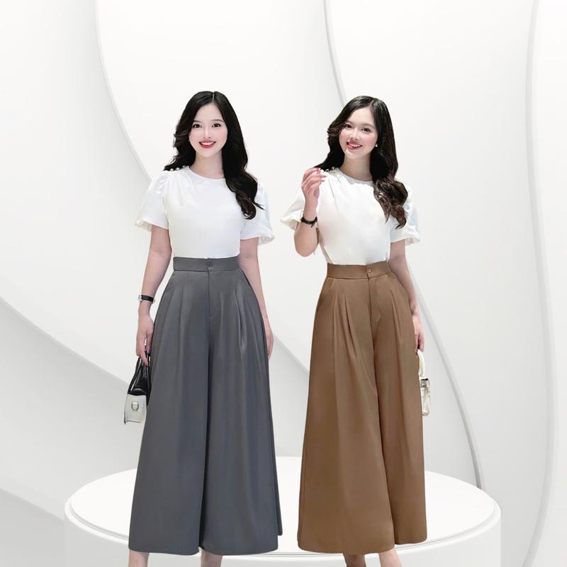 Quần dáng   váy Nữ thiết kế Nhật Vy ống rộng form dáng dài chất lụa phù hợp công sở dự tiệc  che mỡ bụng bigsize  - D3143