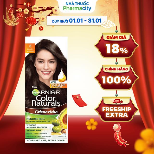 Kem Nhuộm Tóc Garnier Màu 3 Nâu Đen 50g+50ml+5g Hộp